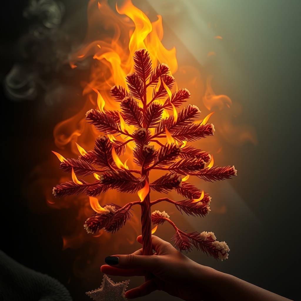 fir tree in flames by Free AI Image Generator & Maker - No login required✨ | AIGAZOU