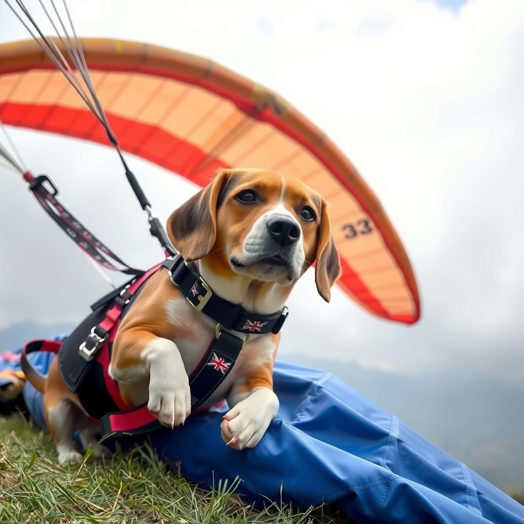 beagle playing paragliding by 免费AI图像生成工具 | AIGAZOU