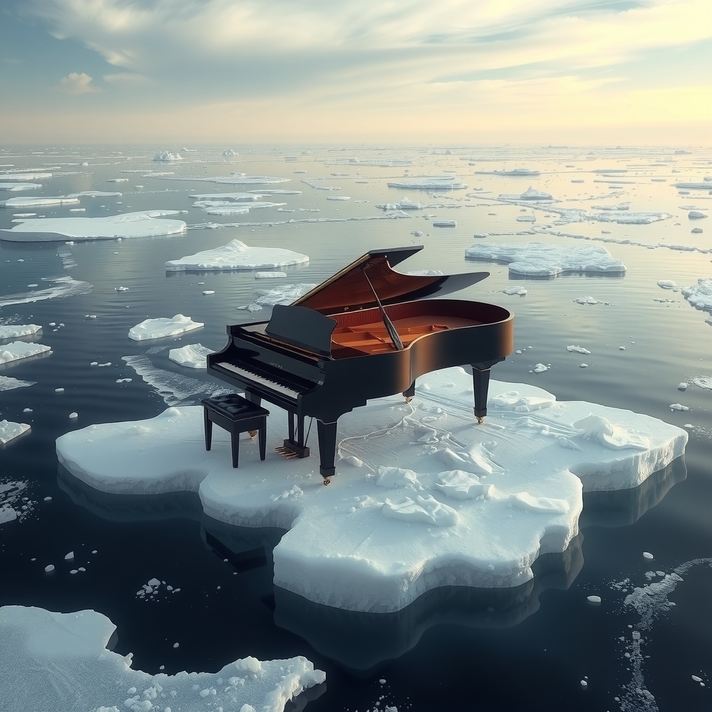grand piano on sea ice floe by Free AI Image Generator & Maker - No login required✨ | AIGAZOU