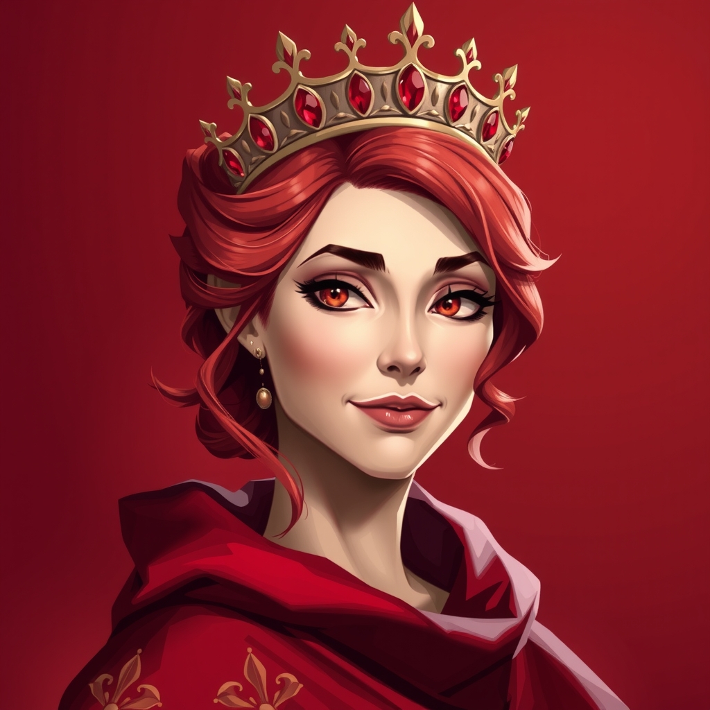 realistic image of a red haired queen with red eyes by Free AI Image Generator & Maker - No login required✨ | AIGAZOU