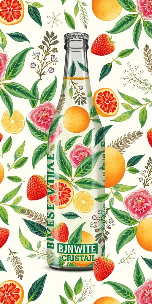 design a beverage bottle pattern showing nature freshness by Free AI Image Generator & Maker - No login required✨ | AIGAZOU