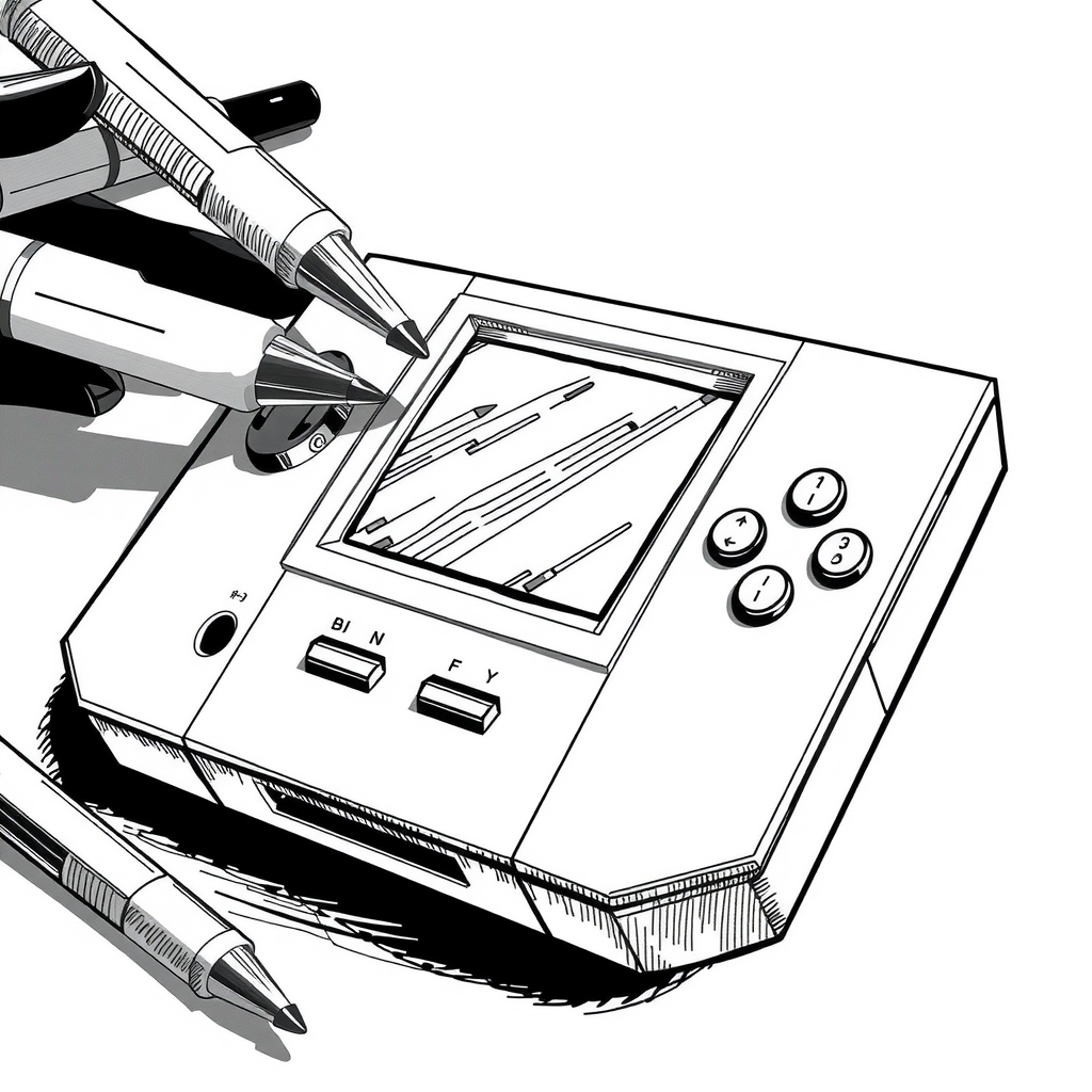 black and white line art game console customization by Free AI Image Generator & Maker - No login required✨ | AIGAZOU