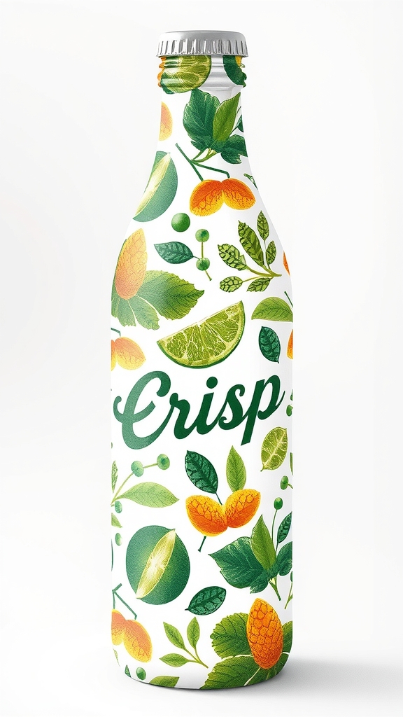 design a beverage bottle pattern showing nature freshness by Free AI Image Generator & Maker - No login required✨ | AIGAZOU