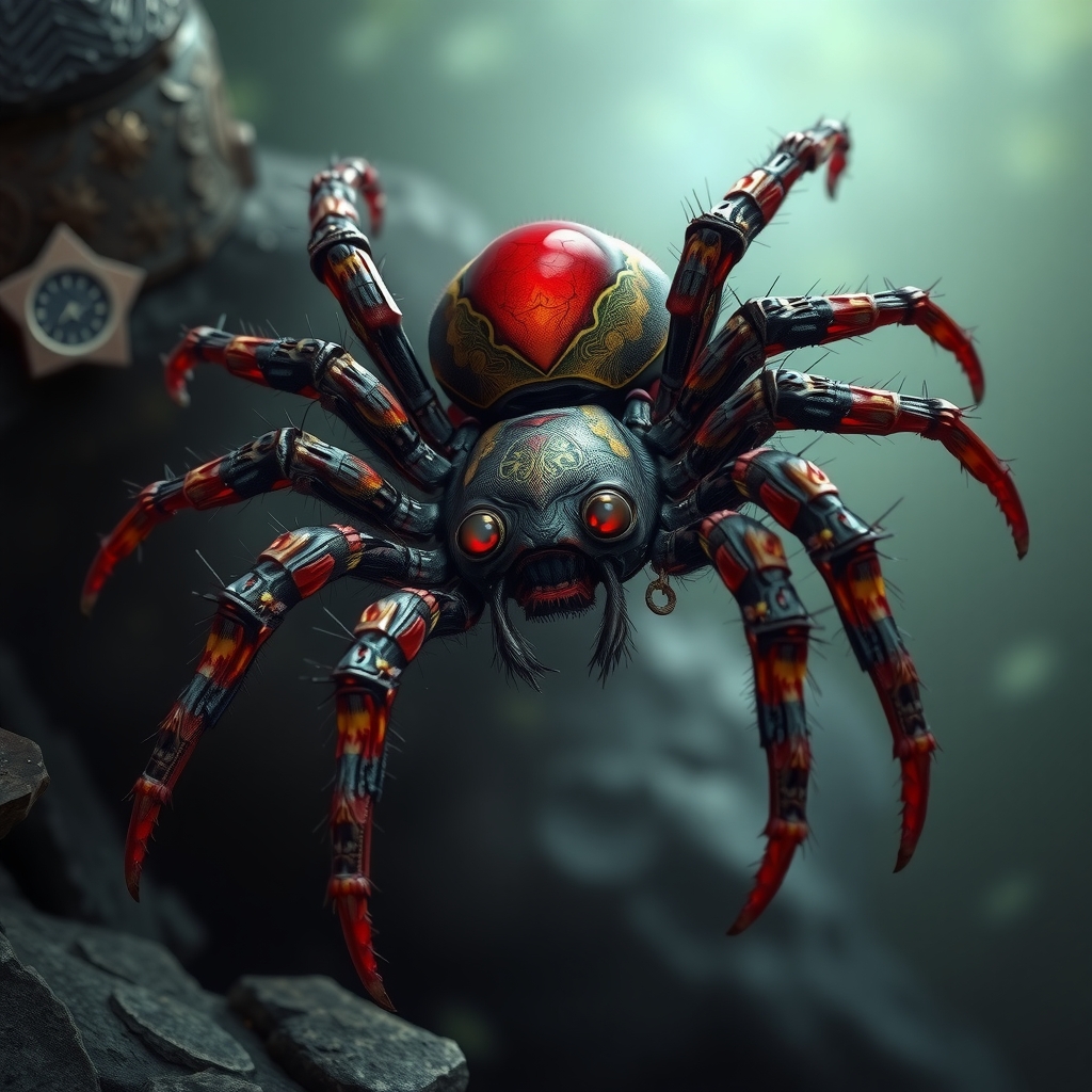 fantasy style spider with 12 legs 8 red eyes by Free AI Image Generator & Maker - No login required✨ | AIGAZOU