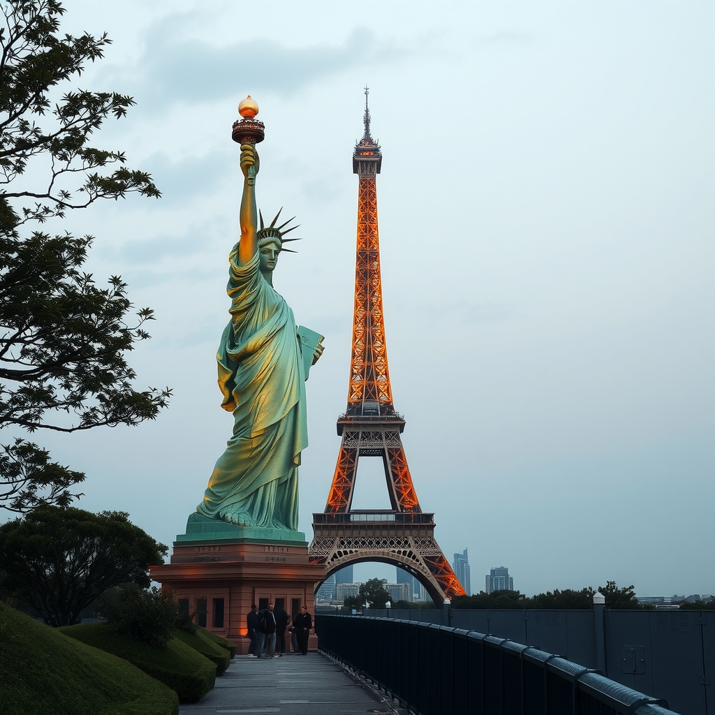 statue of liberty in place of eiffel tower by Free AI Image Generator & Maker - No login required✨ | AIGAZOU