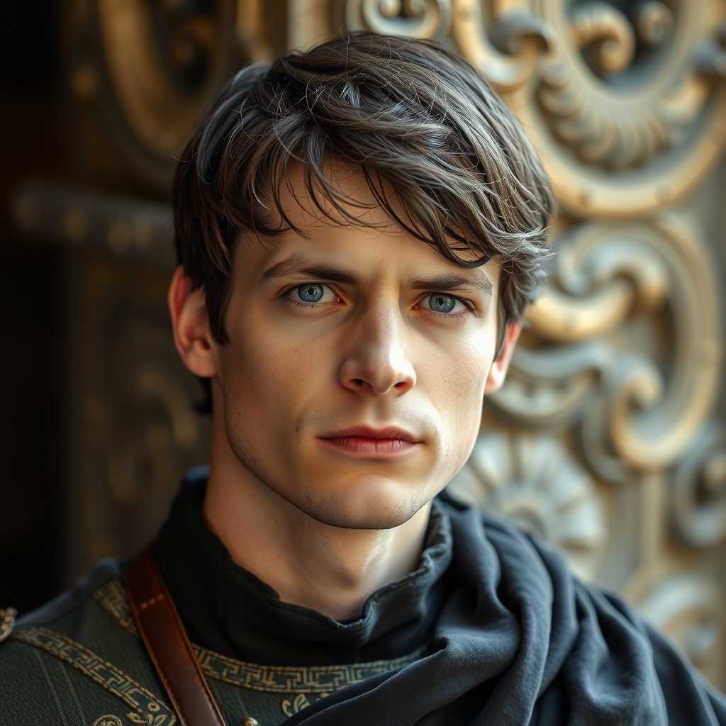 a medieval wise 30 year old man with short dark brown hair by Generador gratuito de imágenes con IA - ¡Sin necesidad de iniciar sesión✨! | AIGAZOU