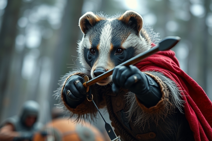 badger medieval red blue crossbow by Free AI Image Generator & Maker - No login required✨ | AIGAZOU