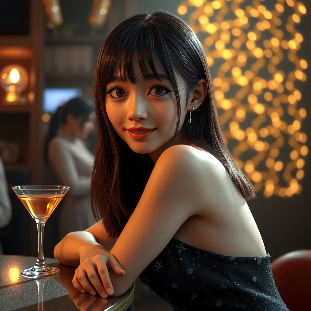 japanese woman night party dress orange glow by Free AI Image Generator & Maker - No login required✨ | AIGAZOU