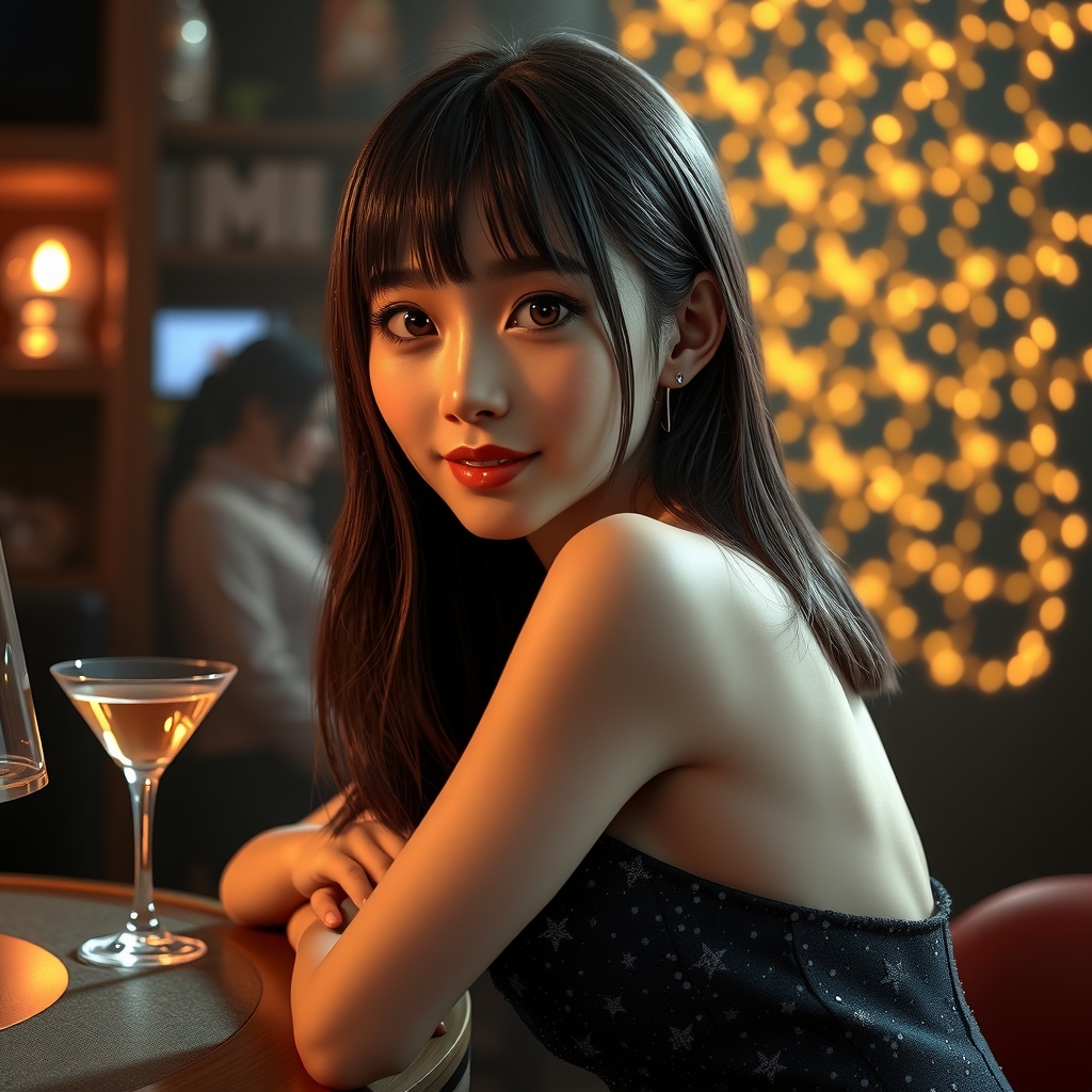 japanese woman night party dress orange glow by Free AI Image Generator & Maker - No login required✨ | AIGAZOU