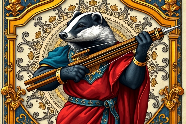 medieval noble badger with crossbow in heraldic tunic by Free AI Image Generator & Maker - No login required✨ | AIGAZOU
