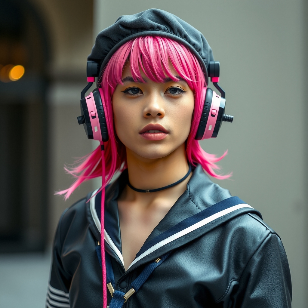 he wears latest futuristic headphones by Free AI Image Generator & Maker - No login required✨ | AIGAZOU