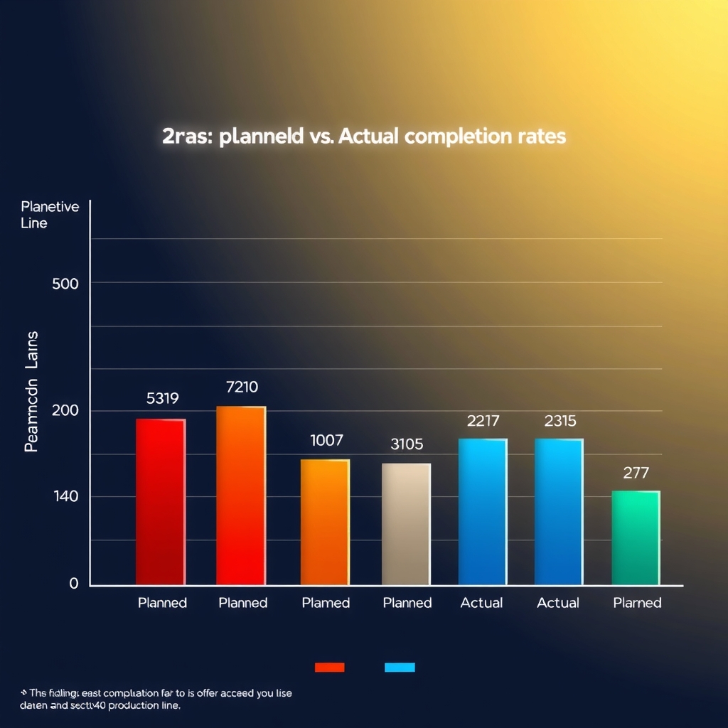 digital art bar chart comparison planned actual completion rates by Free AI Image Generator & Maker - No login required✨ | AIGAZOU