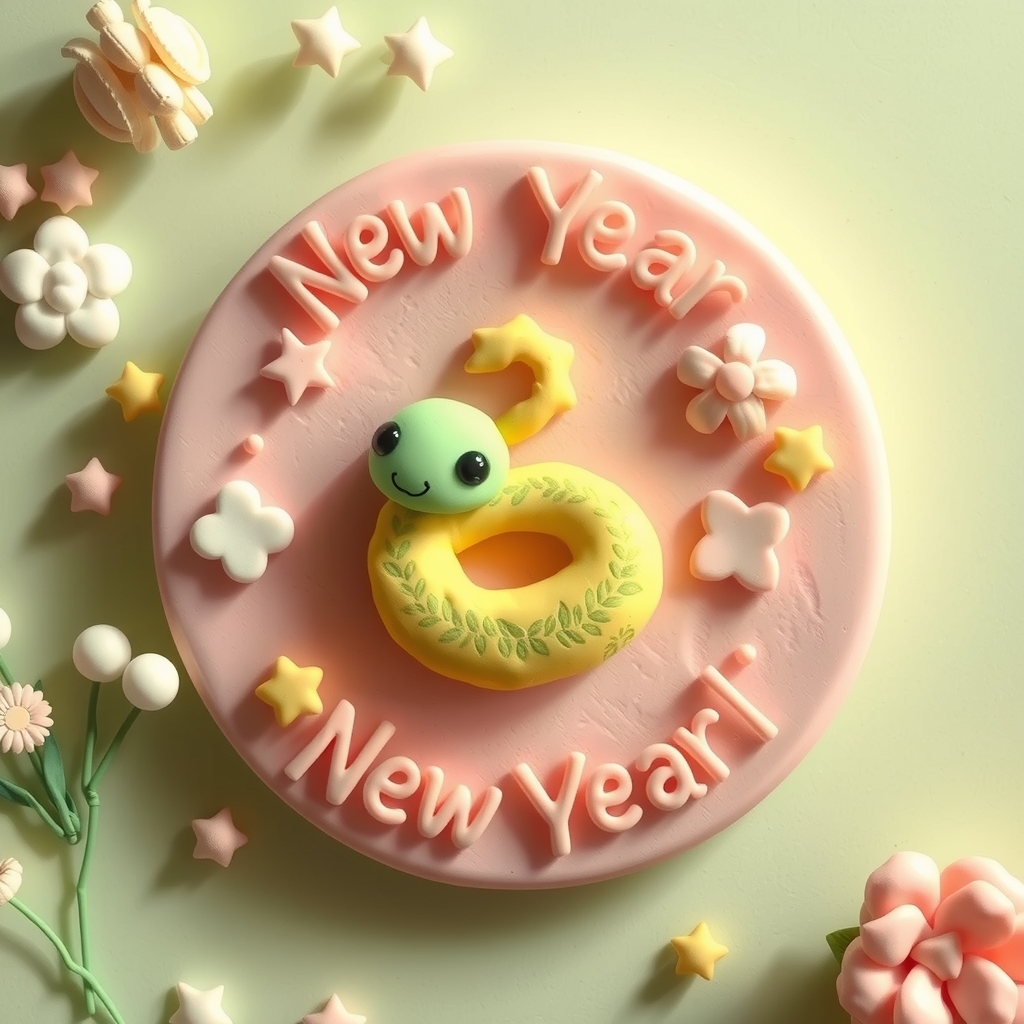 handmade clay snake new year card by Free AI Image Generator & Maker - No login required✨ | AIGAZOU