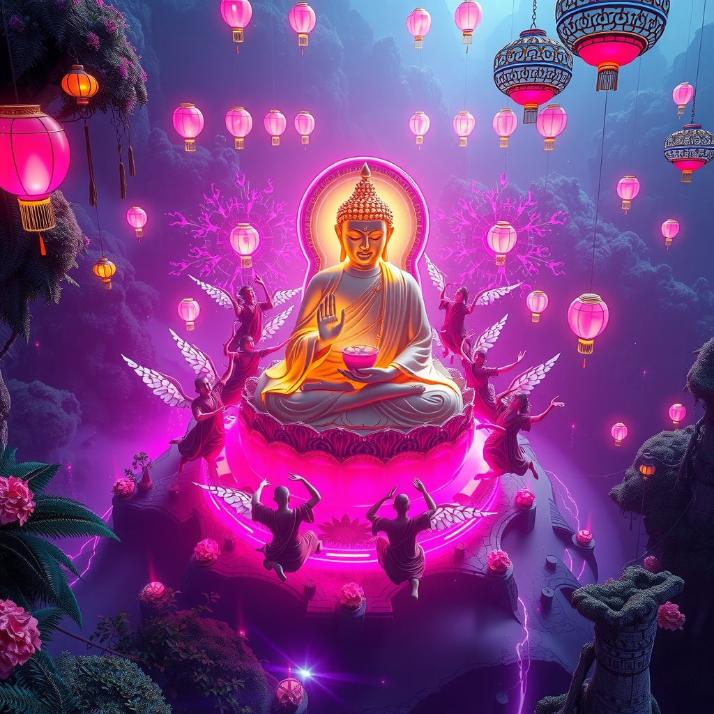 neon buddha future jungle flower wine by Free AI Image Generator & Maker - No login required✨ | AIGAZOU
