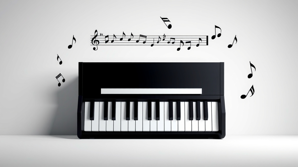 sleek modern flat design musical staff piano keyboard notes by Free AI Image Generator & Maker - No login required✨ | AIGAZOU