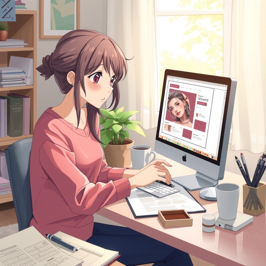 anime style digital art graphic designer sister by Free AI Image Generator & Maker - No login required✨ | AIGAZOU