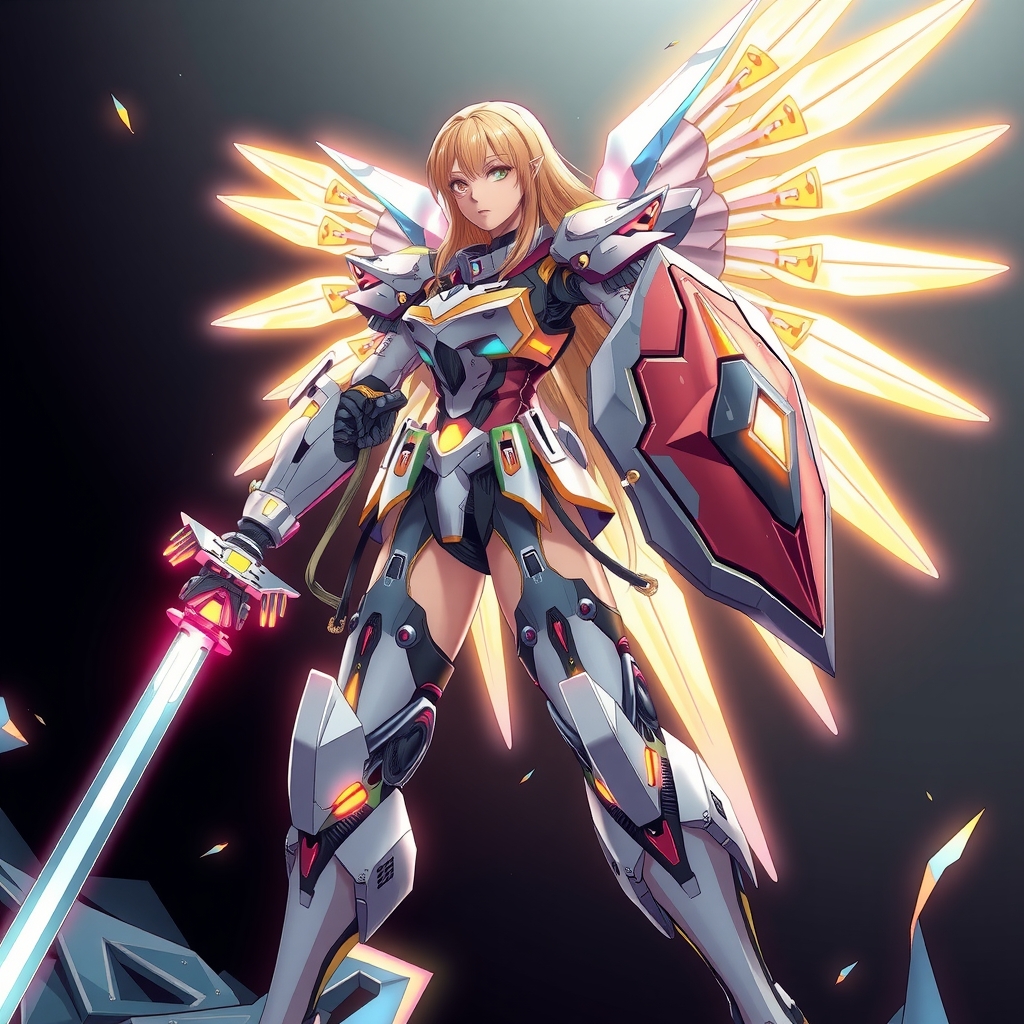 anime style detailed mecha woman with sword and shield by Free AI Image Generator & Maker - No login required✨ | AIGAZOU