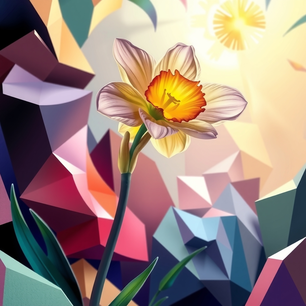 vibrant surreal narcissus cubist fantasy picasso braque inspired art by Free AI Image Generator & Maker - No login required✨ | AIGAZOU