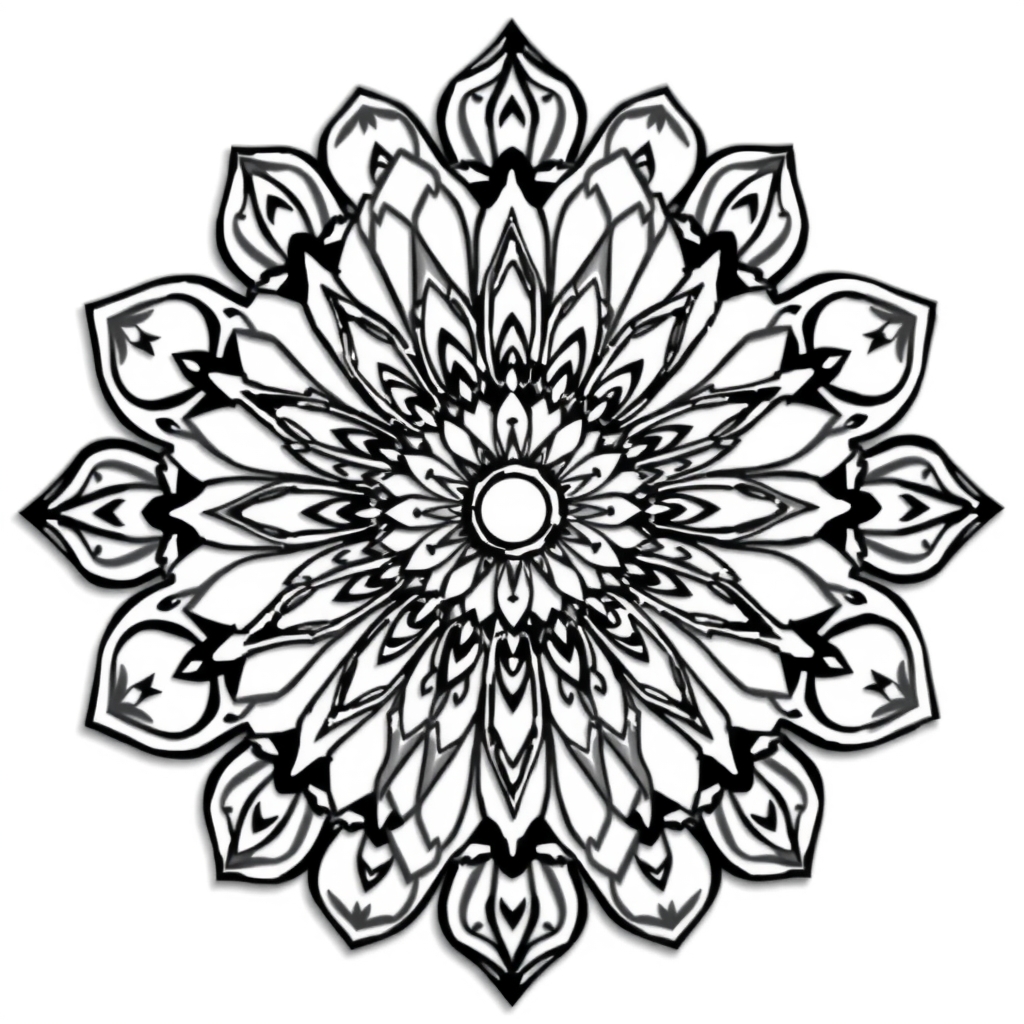 simple easy to color mandala black white symmetrical balanced by Free AI Image Generator & Maker - No login required✨ | AIGAZOU