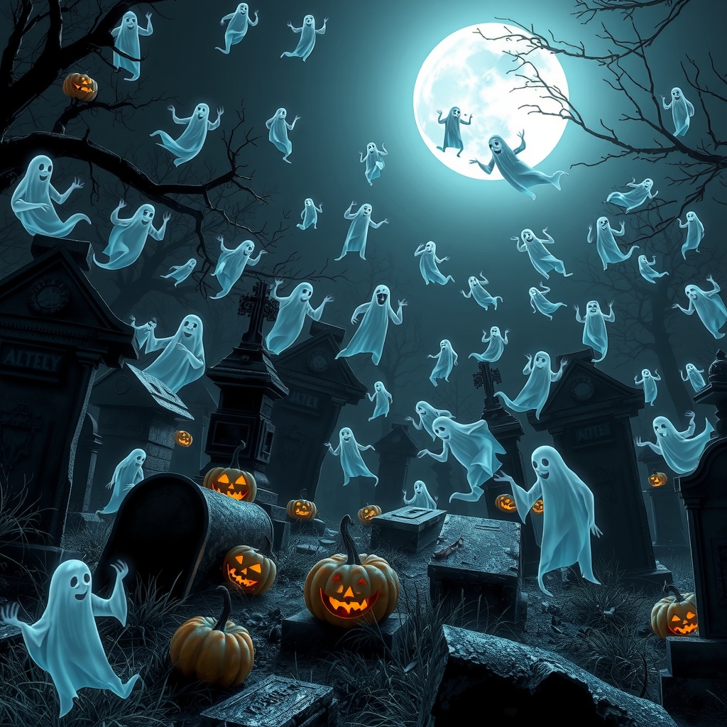 halloween night graveyard ghosts tim burton style by Free AI Image Generator & Maker - No login required✨ | AIGAZOU