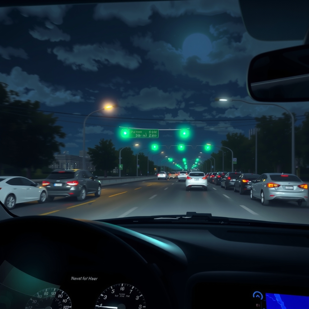 digital art nighttime drive city lights reflection by Free AI Image Generator & Maker - No login required✨ | AIGAZOU
