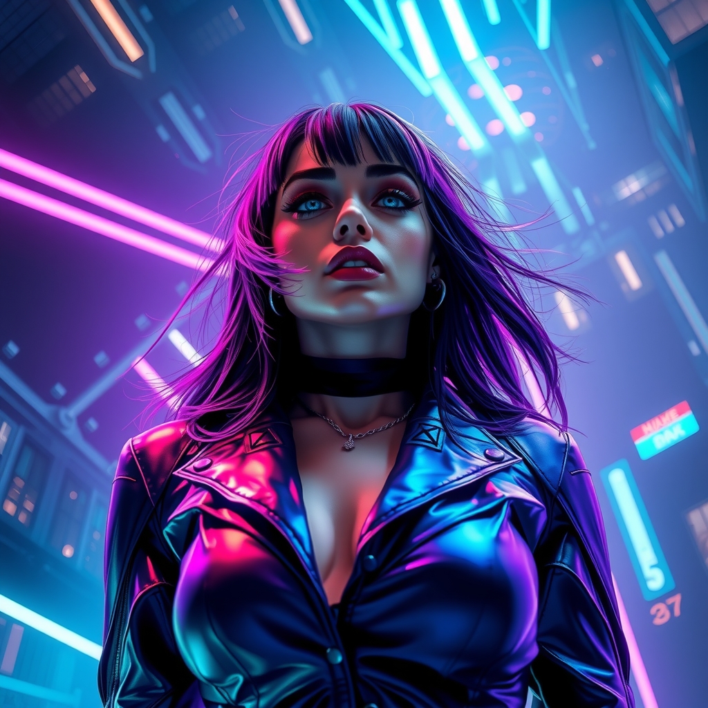 futuristic digital art portrait of charli xcx cyberpunk aesthetics neon lights by Free AI Image Generator & Maker - No login required✨ | AIGAZOU