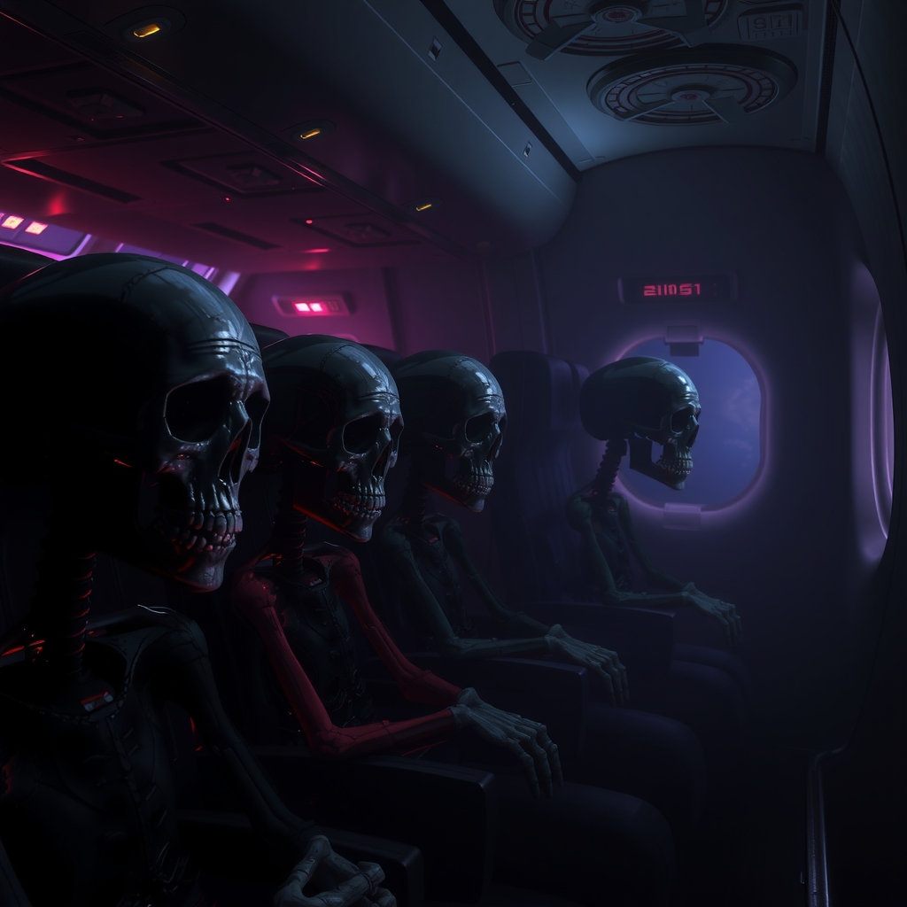 surreal eerie digital art skulls gothic airplane dark tones by Free AI Image Generator & Maker - No login required✨ | AIGAZOU