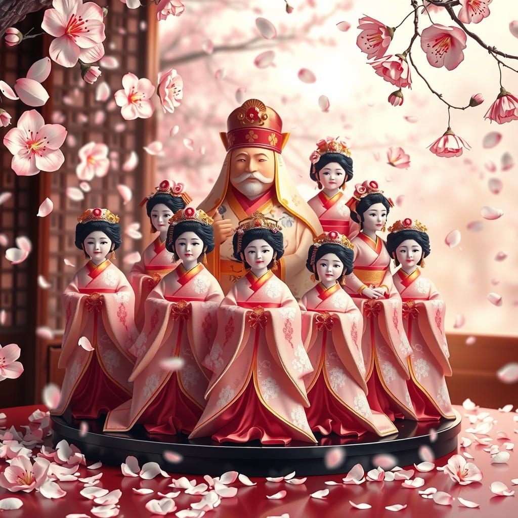 digital art japanese hina matsuri dolls cherry blossoms traditional modern by Free AI Image Generator & Maker - No login required✨ | AIGAZOU