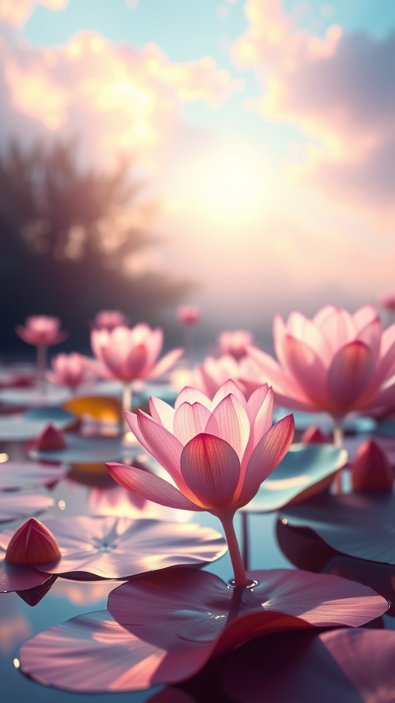dreamy colorful lotus pond inspired by monet by Free AI Image Generator & Maker - No login required✨ | AIGAZOU