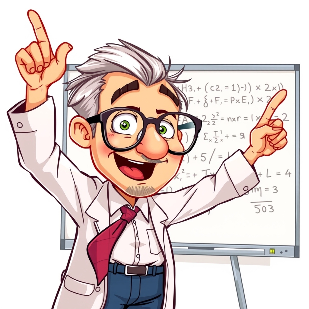 vibrant energetic cartoon middle aged professor by Free AI Image Generator & Maker - No login required✨ | AIGAZOU