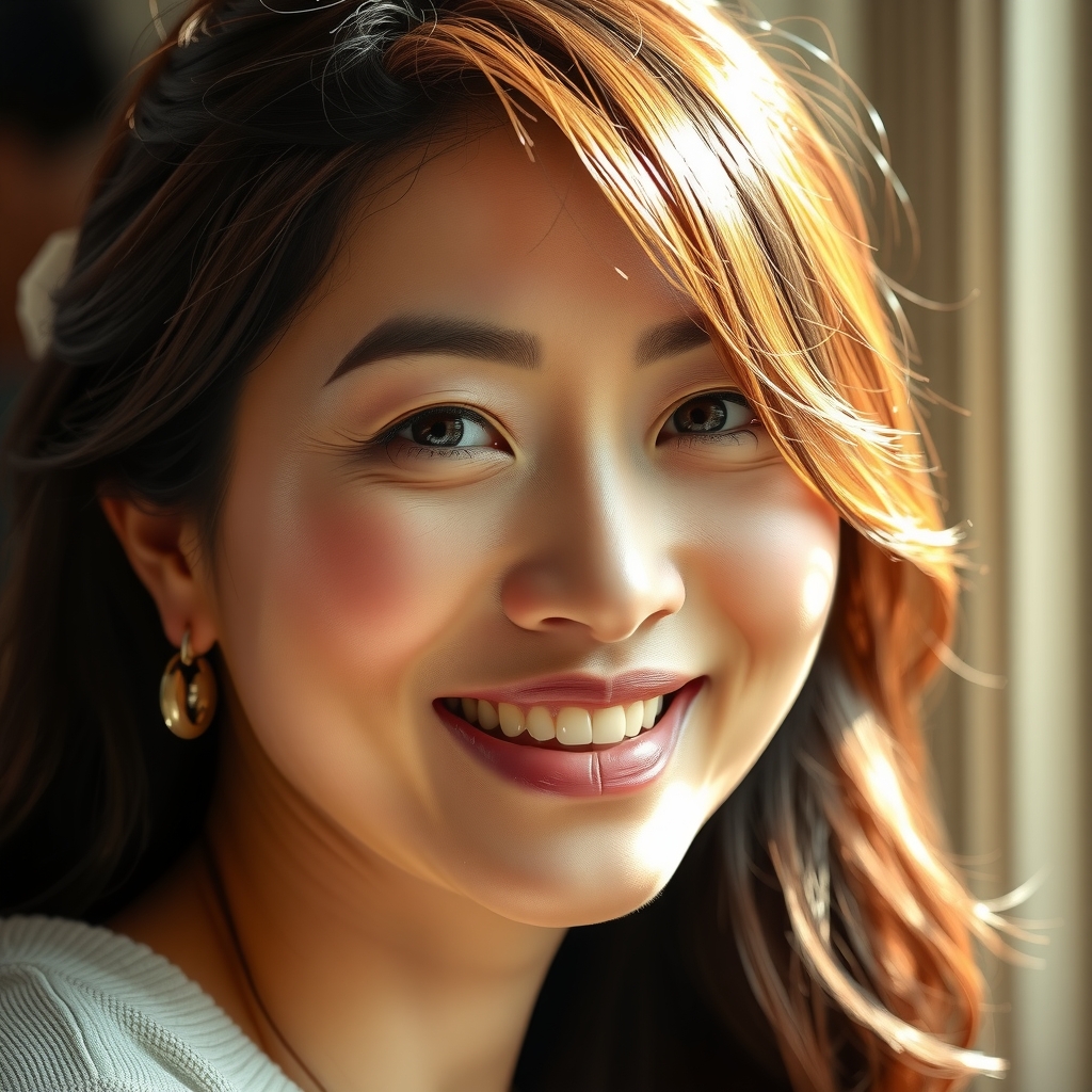 digital art portrait middle aged korean woman warm smile by Free AI Image Generator & Maker - No login required✨ | AIGAZOU