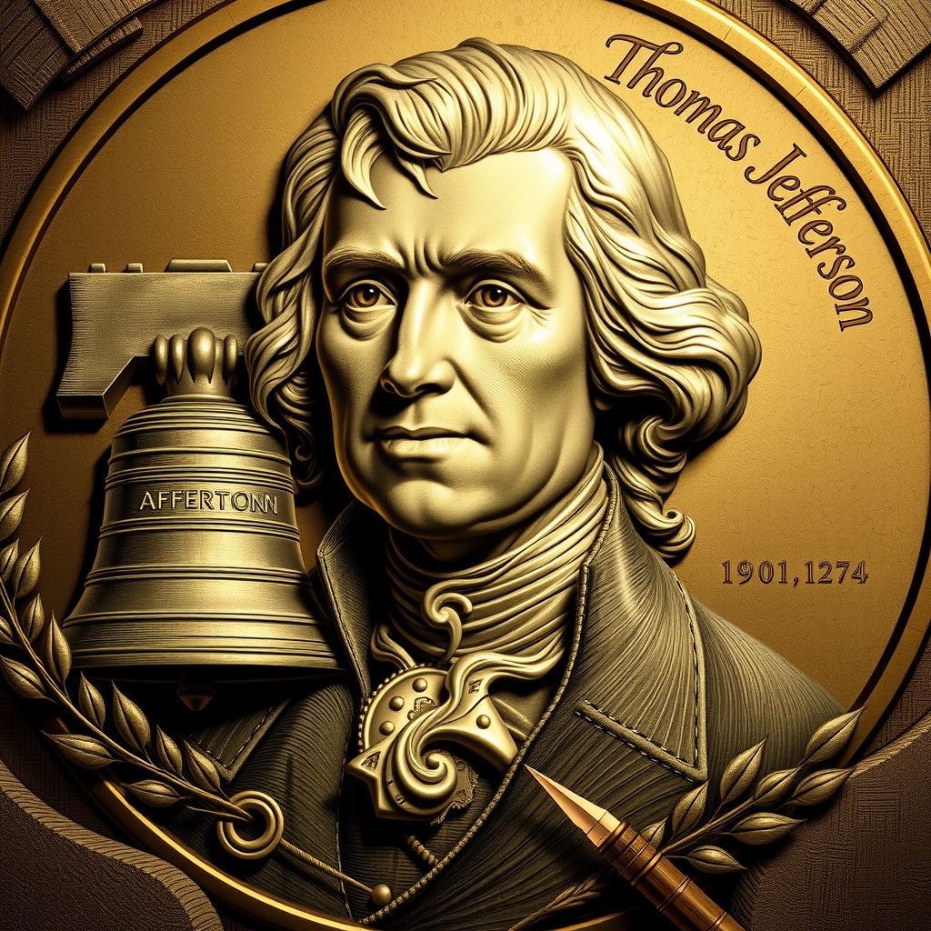 thomas jefferson engraving liberty peace education by Free AI Image Generator & Maker - No login required✨ | AIGAZOU