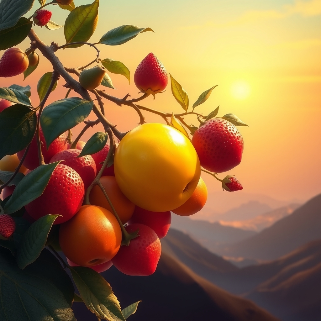 surrealistic art endless fruits life glow dawn light by Free AI Image Generator & Maker - No login required✨ | AIGAZOU
