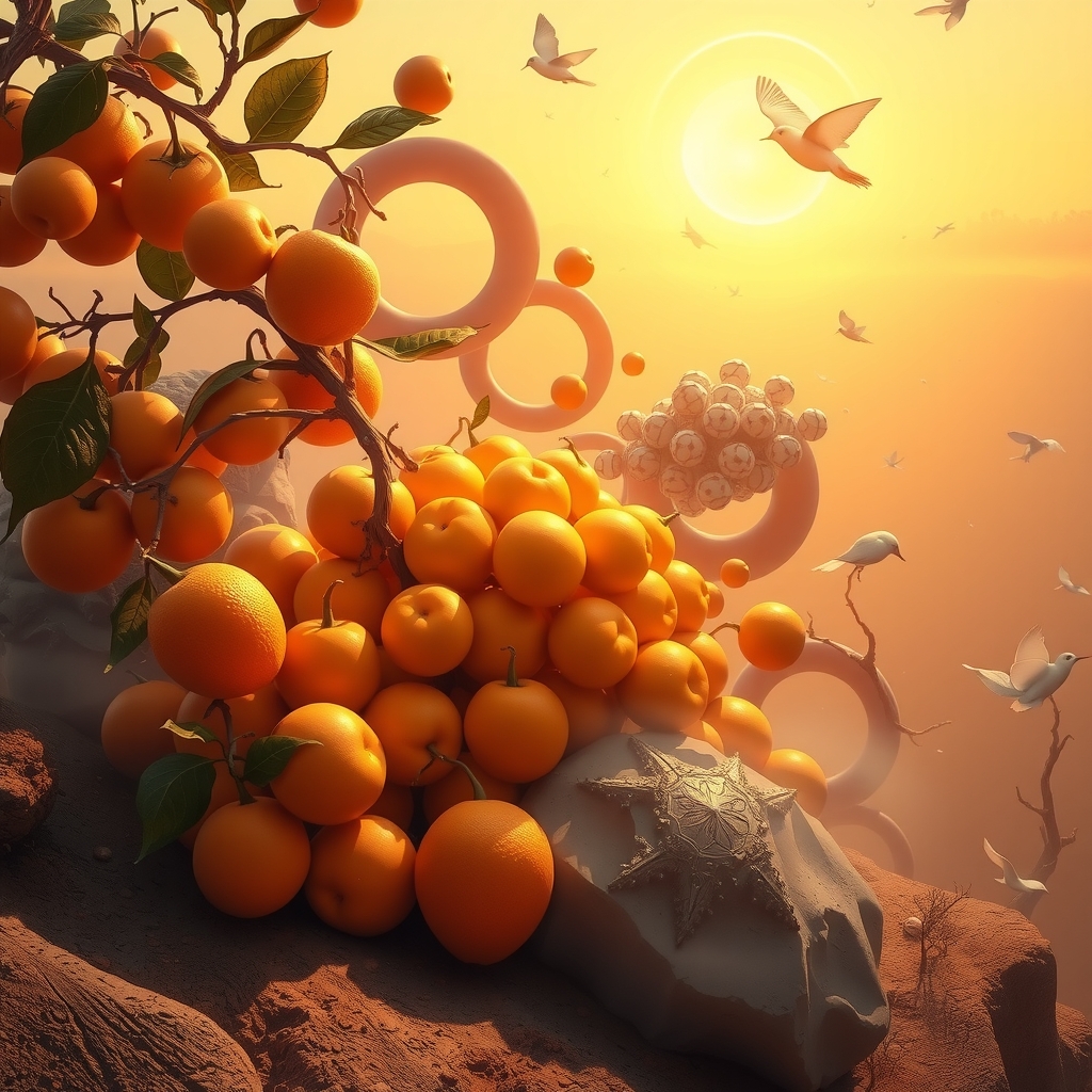 surreal digital artwork endless fruits life glow dawn light by Free AI Image Generator & Maker - No login required✨ | AIGAZOU