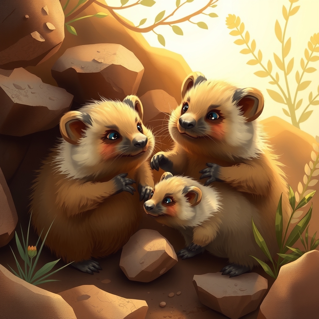 adorable wombats digital illustration australian habitat by Free AI Image Generator & Maker - No login required✨ | AIGAZOU