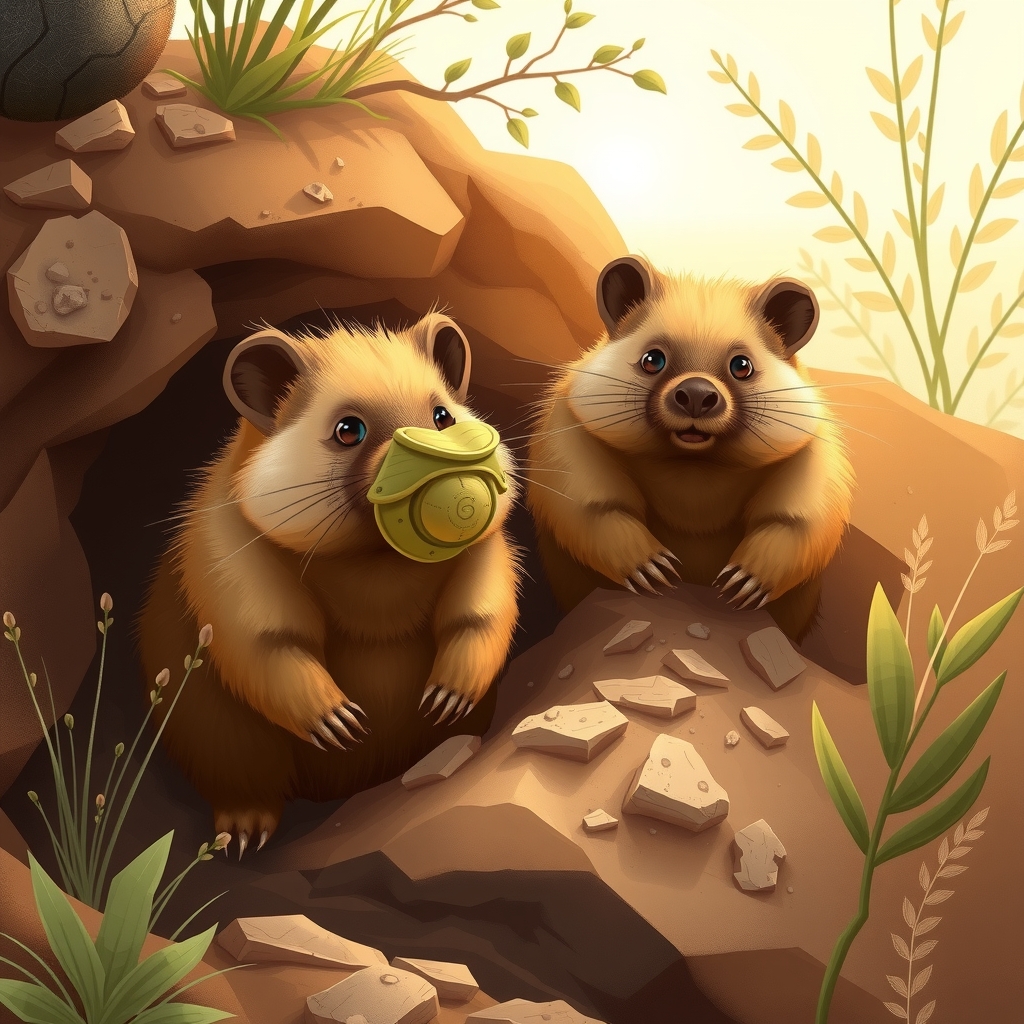 digital illustration of wombats in australian habitat by Free AI Image Generator & Maker - No login required✨ | AIGAZOU