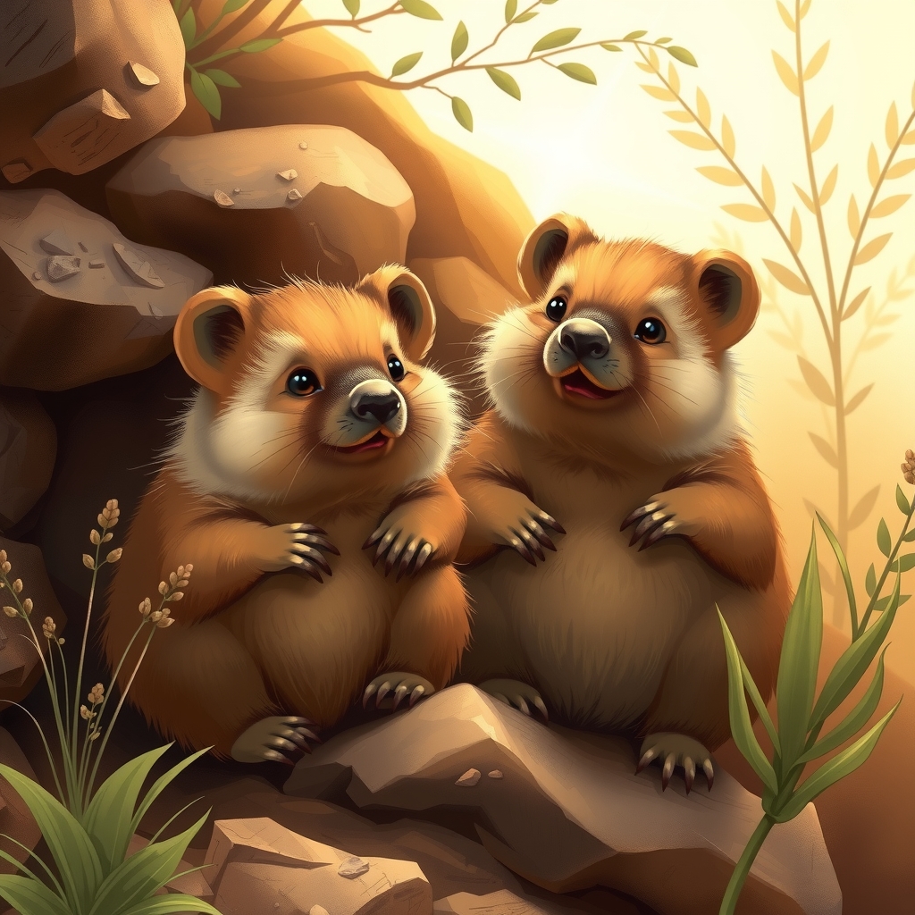 adorable wombats australian habitat illustration by Free AI Image Generator & Maker - No login required✨ | AIGAZOU