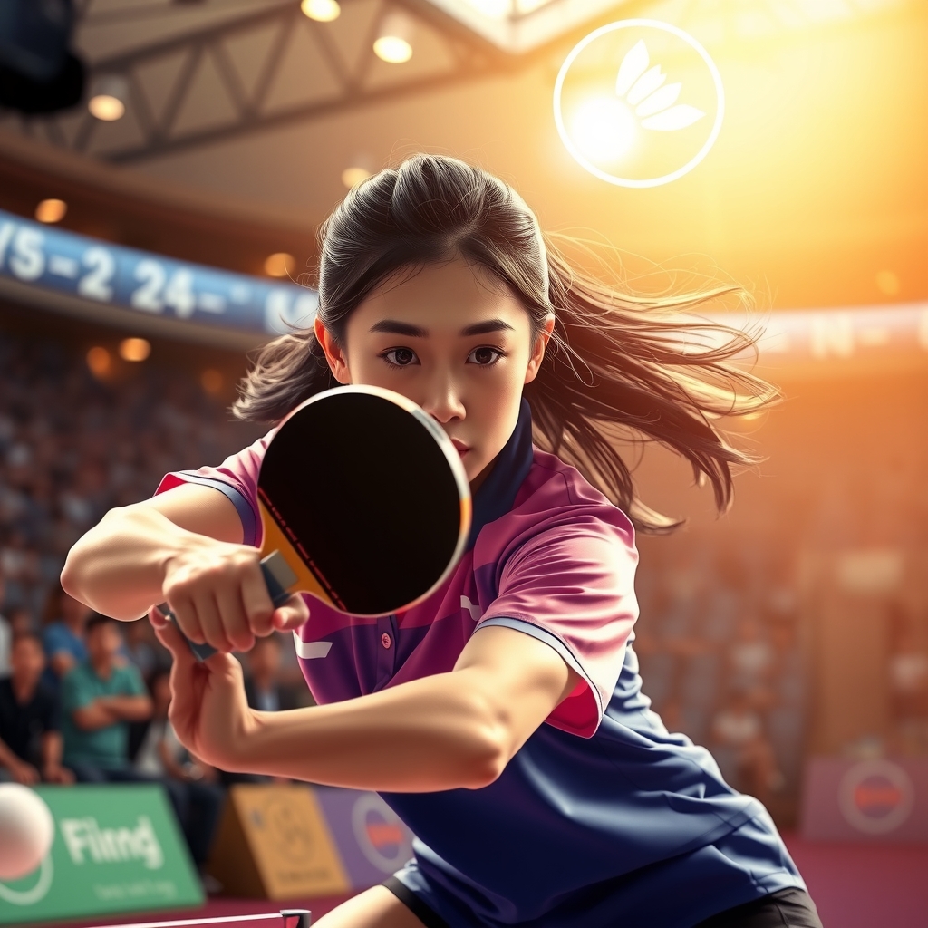 shin yubin table tennis match digital art by Free AI Image Generator & Maker - No login required✨ | AIGAZOU
