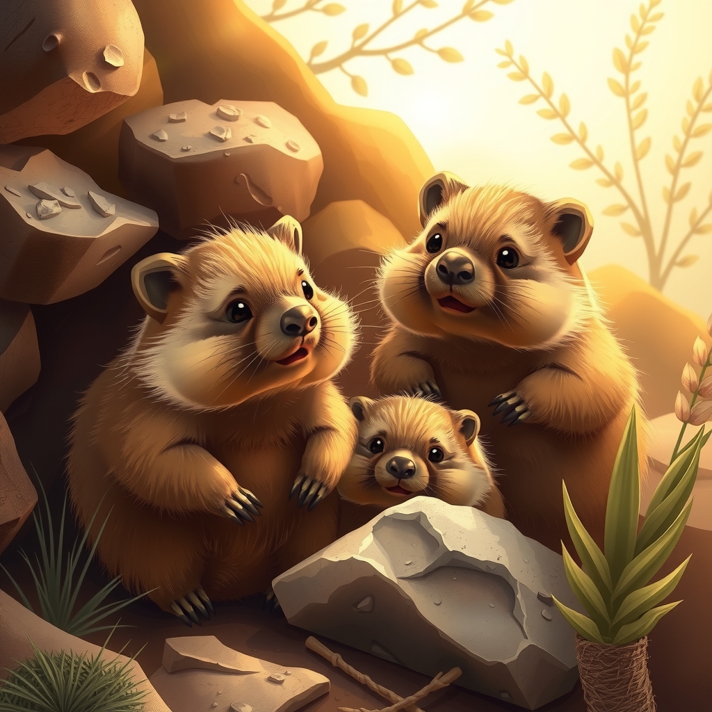 adorable wombats australian landscape wildlife illustration by Free AI Image Generator & Maker - No login required✨ | AIGAZOU