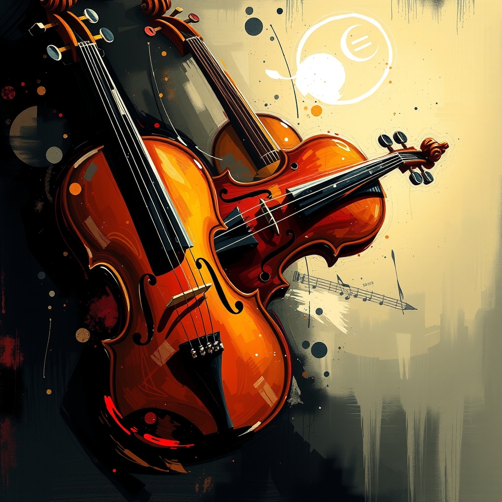 abstract violin sound light shadow emotion by Free AI Image Generator & Maker - No login required✨ | AIGAZOU