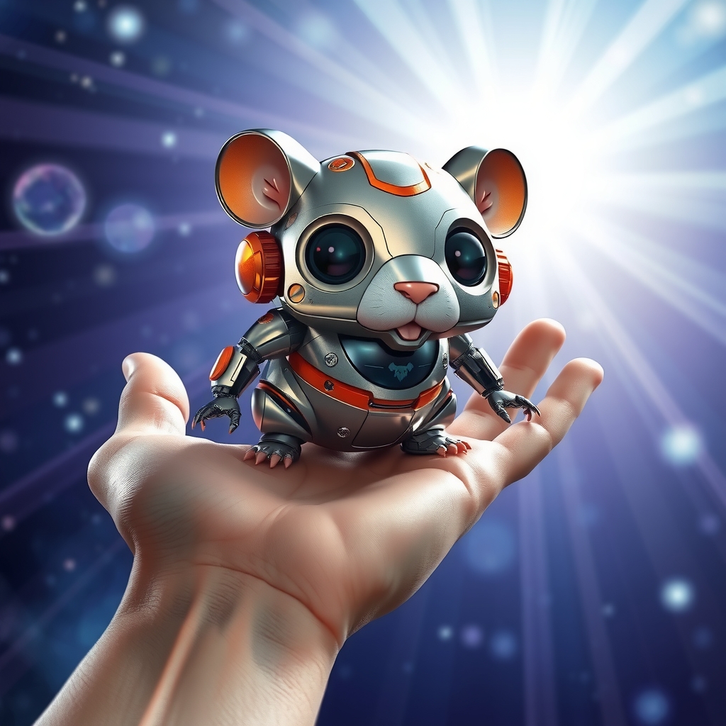 metallic robot hamster ai tot futuristic design cosmic background by Free AI Image Generator & Maker - No login required✨ | AIGAZOU