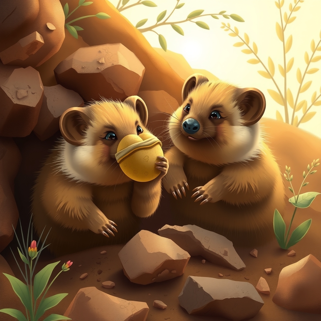 adorable wombats digging australian habitat illustration by Free AI Image Generator & Maker - No login required✨ | AIGAZOU
