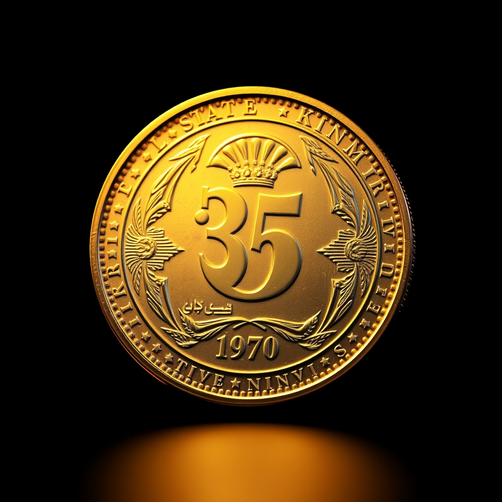 1970 coin digital art golden shiny intricate engravings by Free AI Image Generator & Maker - No login required✨ | AIGAZOU