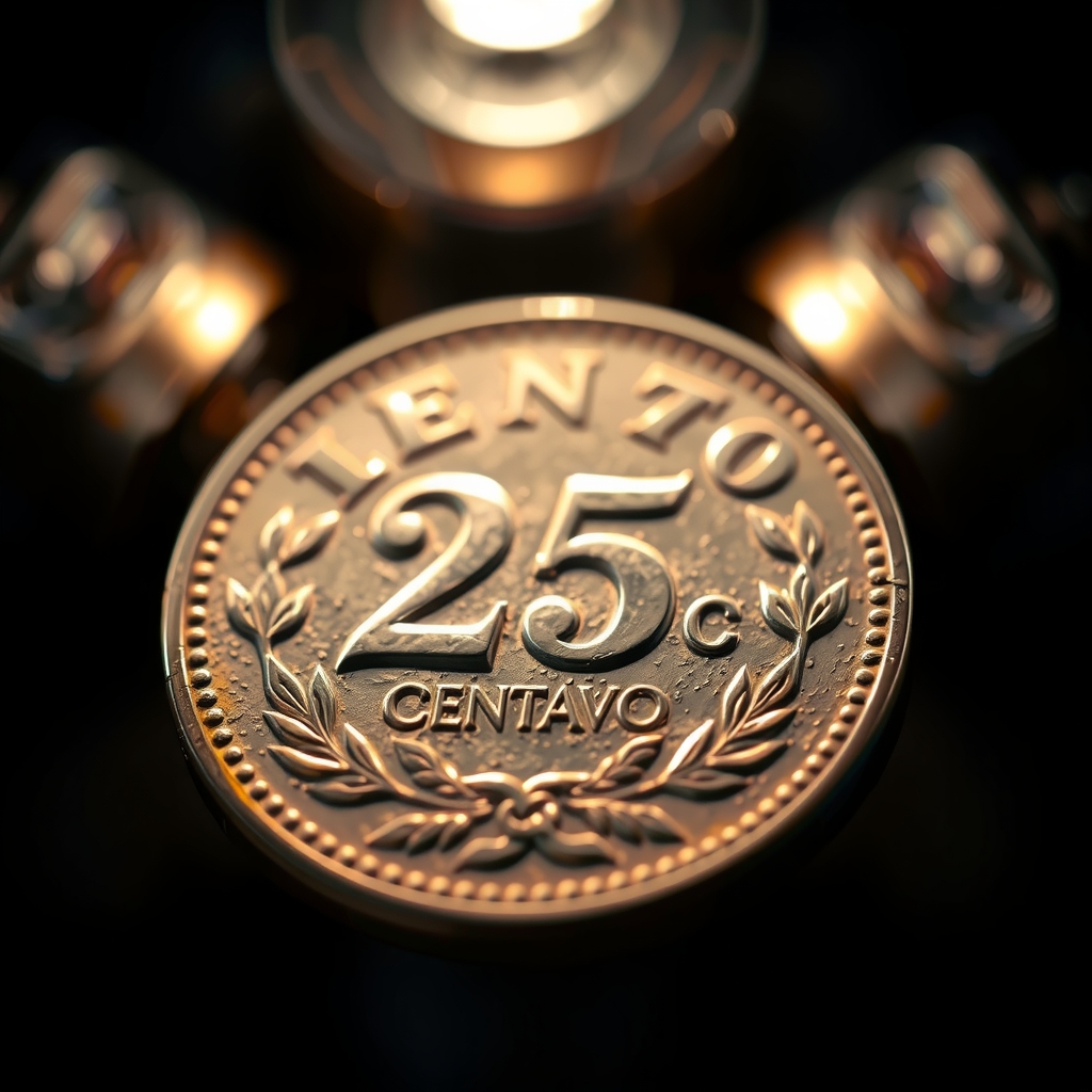 macro photo 1970 25 centavo coin detailed engravings by Free AI Image Generator & Maker - No login required✨ | AIGAZOU