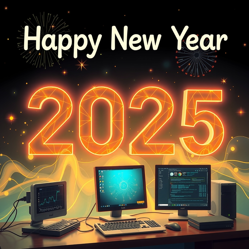 happy new year 2025 tech computer by Free AI Image Generator & Maker - No login required✨ | AIGAZOU