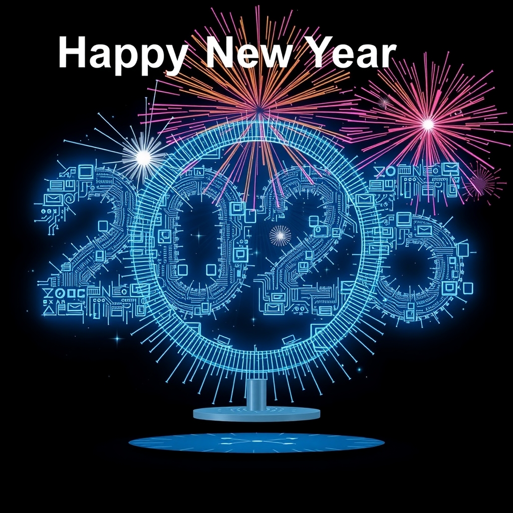 happy new year 2025 tech computers code by Free AI Image Generator & Maker - No login required✨ | AIGAZOU
