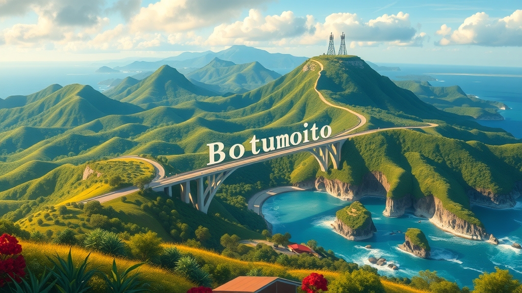 botumoito district corn clove production mountains rivers bridges sea telecommunication towers by Free AI Image Generator & Maker - No login required✨ | AIGAZOU