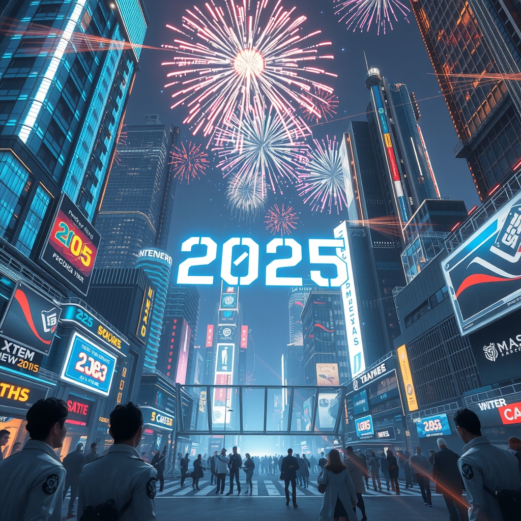 futuristic new year 2025 high tech celebration by Free AI Image Generator & Maker - No login required✨ | AIGAZOU