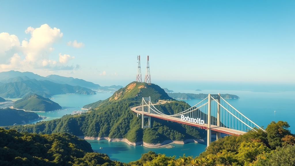 digital art botumoito district corn clove mountains rivers bridge ocean telecommunication towers by Free AI Image Generator & Maker - No login required✨ | AIGAZOU