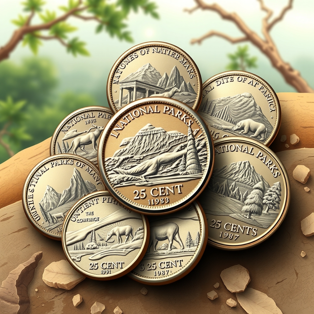 classic illustration of national park coins by Free AI Image Generator & Maker - No login required✨ | AIGAZOU